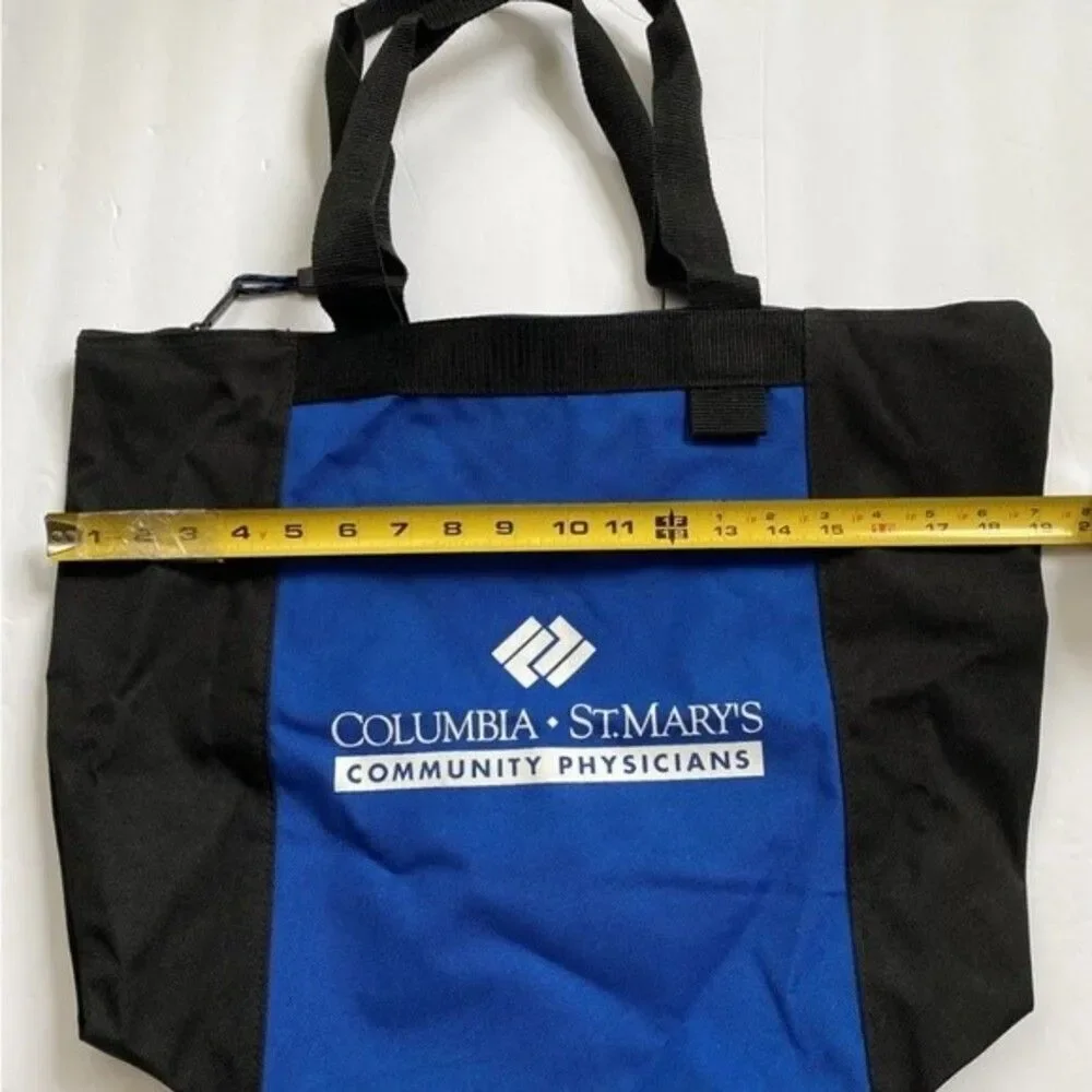 Leeds Vintage( Columbia St.Mary's ) Logo Canvas Blue Tote Bag,Zip,Double Handles